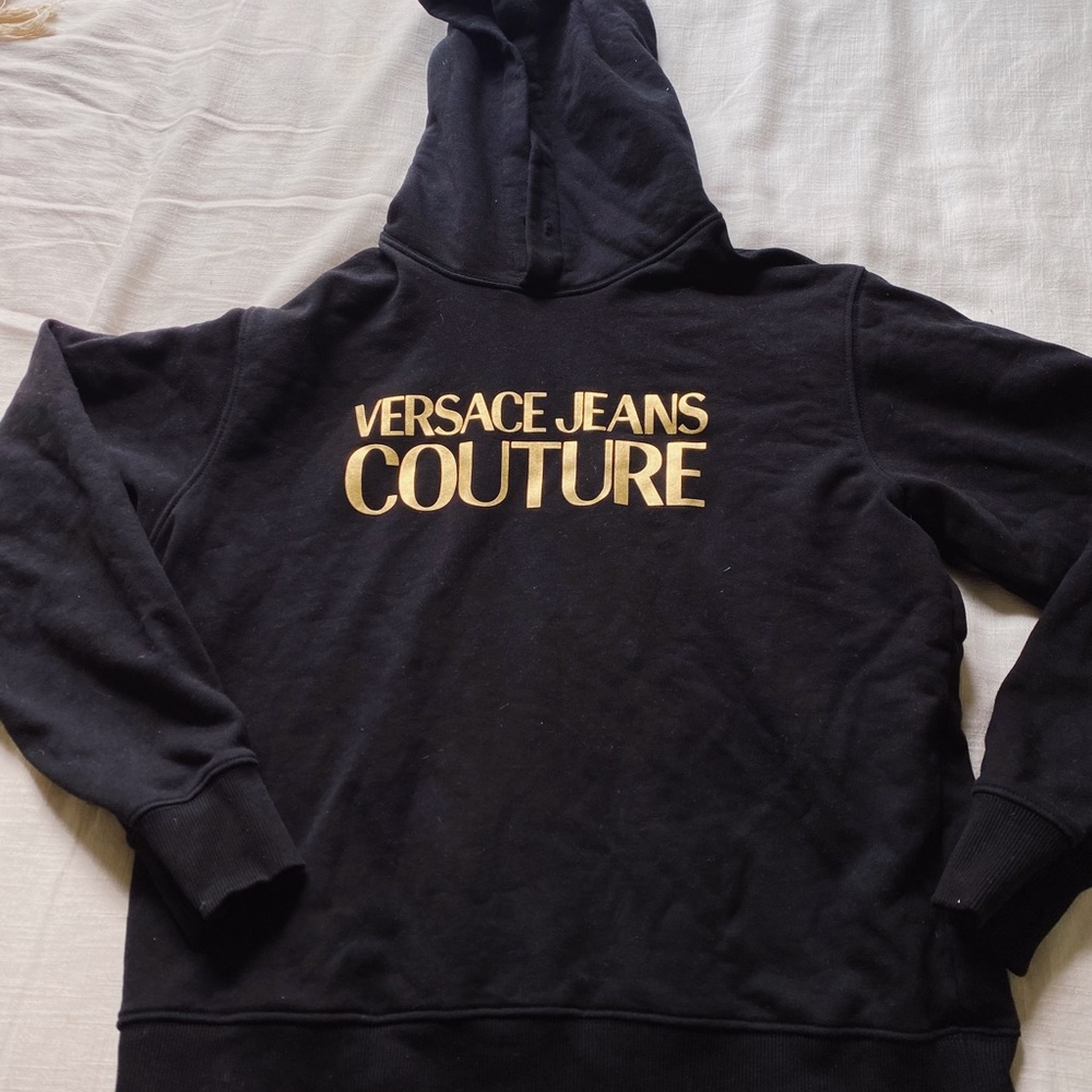 Authentic Versace couture jeans black and gold hoodie